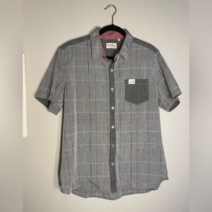 7 Diamonds Mens Short Sleeve Cotton Gray Button Down